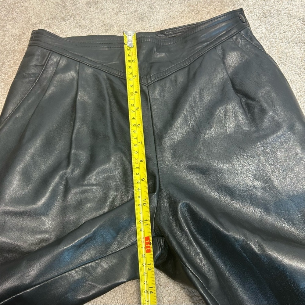 Danier leather vintage black leather V waist pleated pants - Picture 8 of 13